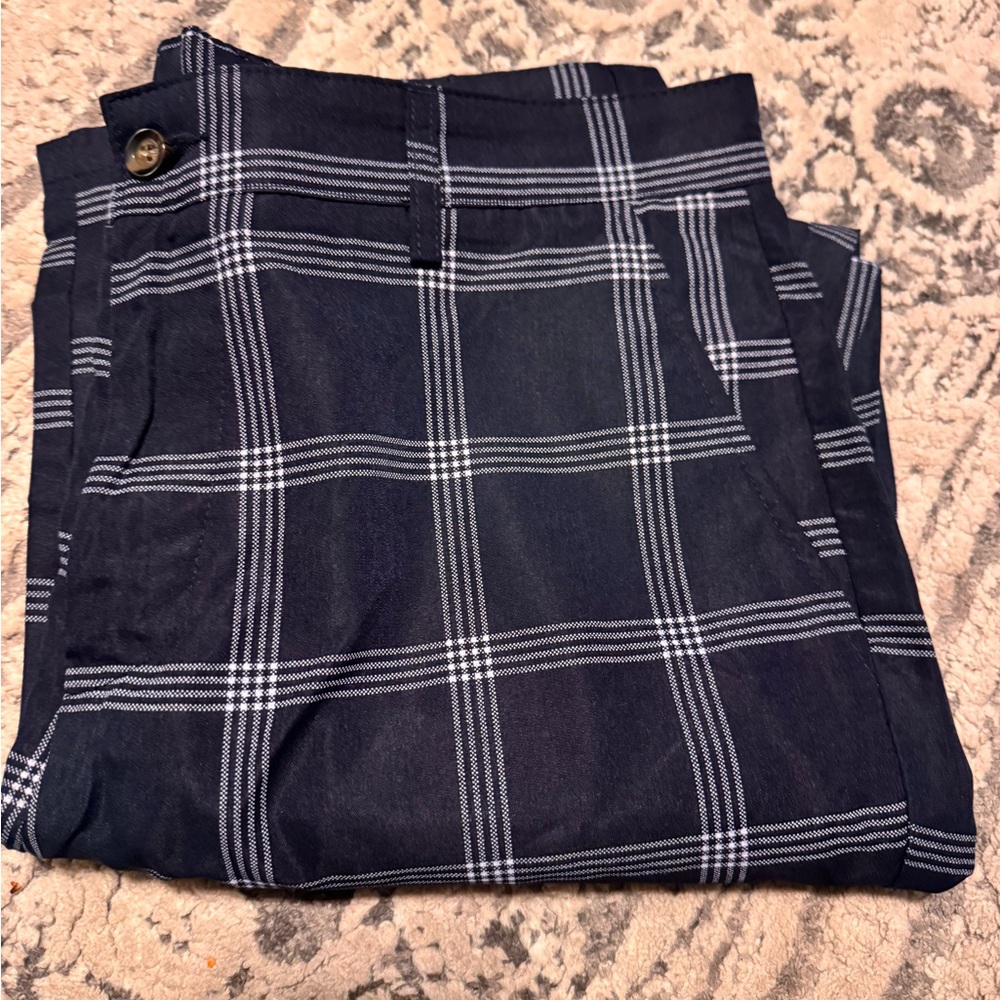 Men's Navy Plaid Dress Pants